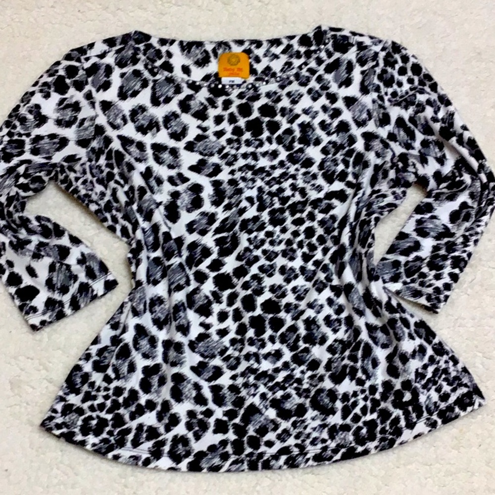 Blk & White leopard print RUBY RD Petite M top